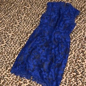 Cobalt & leather black dress